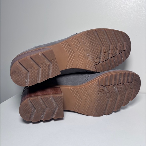 Sorel Cate Gray Lace Up Suede Leather Block Heel Ankle Boots Women’s Size 9 - Picture 7 of 10